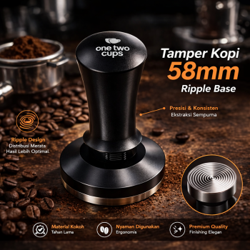 One Two Cups Tamper Kopi Espresso Barista Threaded Base Stainless 304 - JN-24