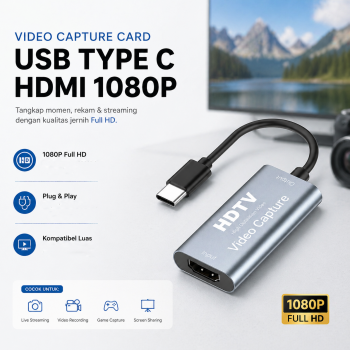 HERUI Video Capture Card USB Type C HDMI Grabber Box 1080P - HE10