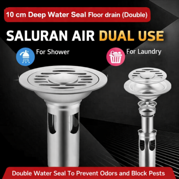 LEENKEA Saluran Air Floor Drain Deep Sealed Stainless Steel 9.8x10cm - LEE002