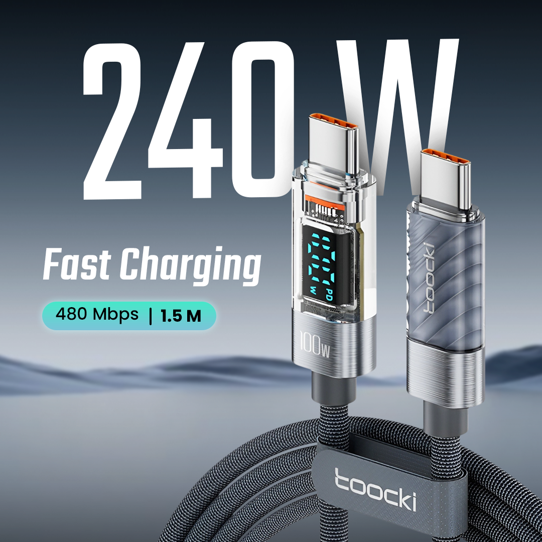Gambar produk Toocki Kabel Data Type C to Type C Fast Charging LED Display 100W 1M - TXCTT1-ZX0G