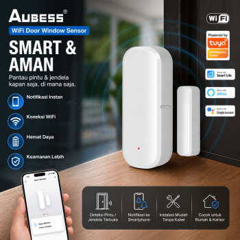 Aubess Sensor Pintu Jendela WiFi Tuya Smart Wireless Detector - AUB24