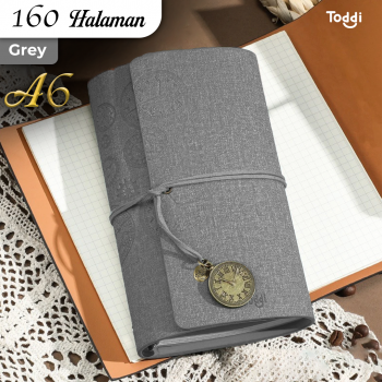 Toddi Buku Jurnal Binder Leather Notebook A6 160 Page Grid Blank Line - T680