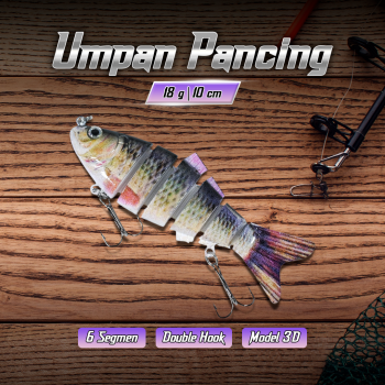 BASSLER Umpan Pancing Ikan Lifelike Fish Bait Lure 6 Section 10cm 18g - BS180