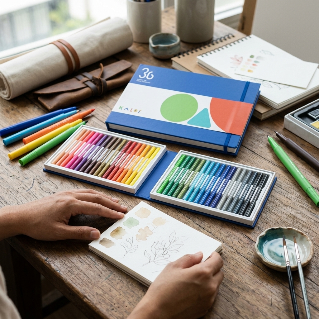 Gambar produk Kaco GREEN KALOR Spidol Warna Warni Dual Head Water Color Pen 36 PCS - WP2207-01