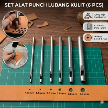 HOLE Set Pelubang Kulit Leather Hole Puncher Steel Hollow Round 6 PCS - H881