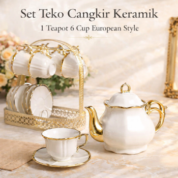 SELEAD Set Teko Cangkir Keramik Kopi Teh 1 Teapot 6 Cup European Style - KF60