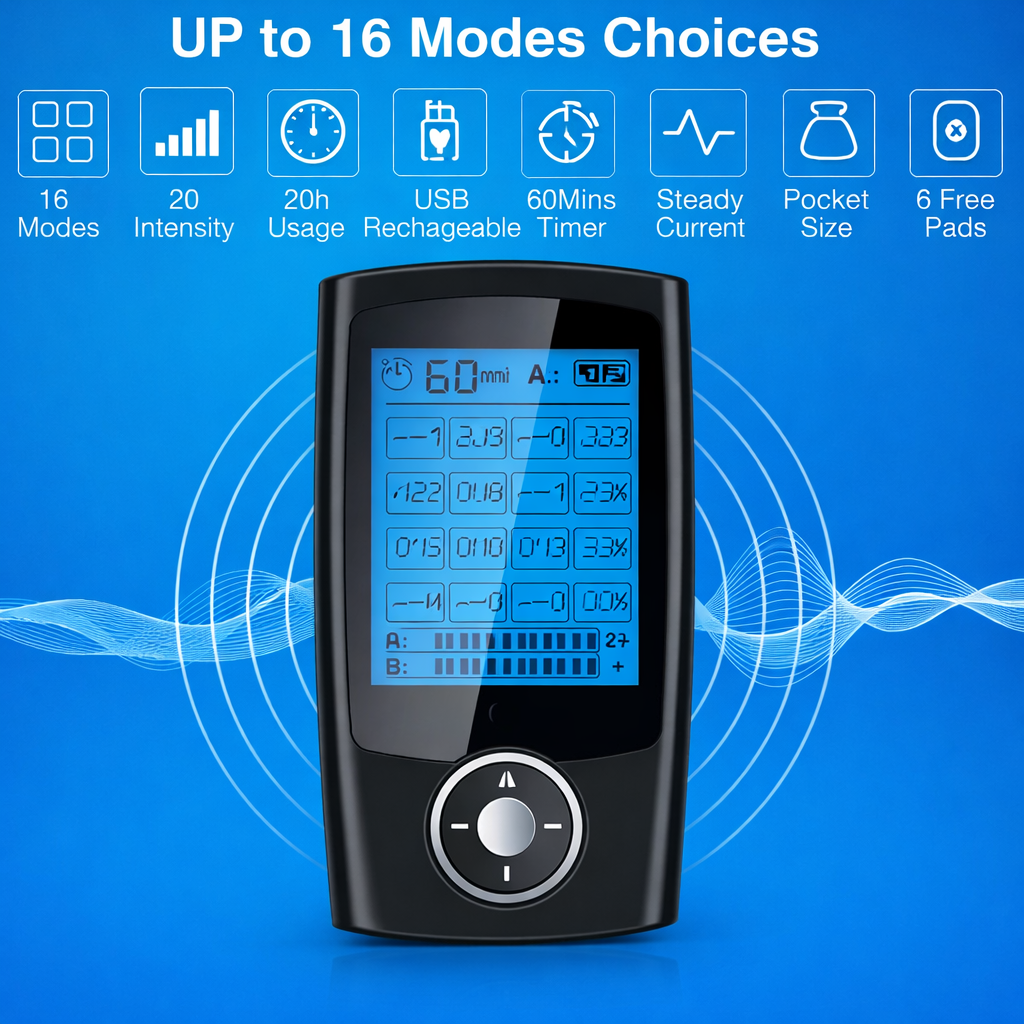 TaffOmicron Alat Pijat Elektrik Akupuntur Tempel TENS EMS 16 Mode - MH-2000 Gambar produk TaffOmicron Alat Pijat Elektrik Akupuntur Tempel TENS EMS 16 Mode - MH-2000