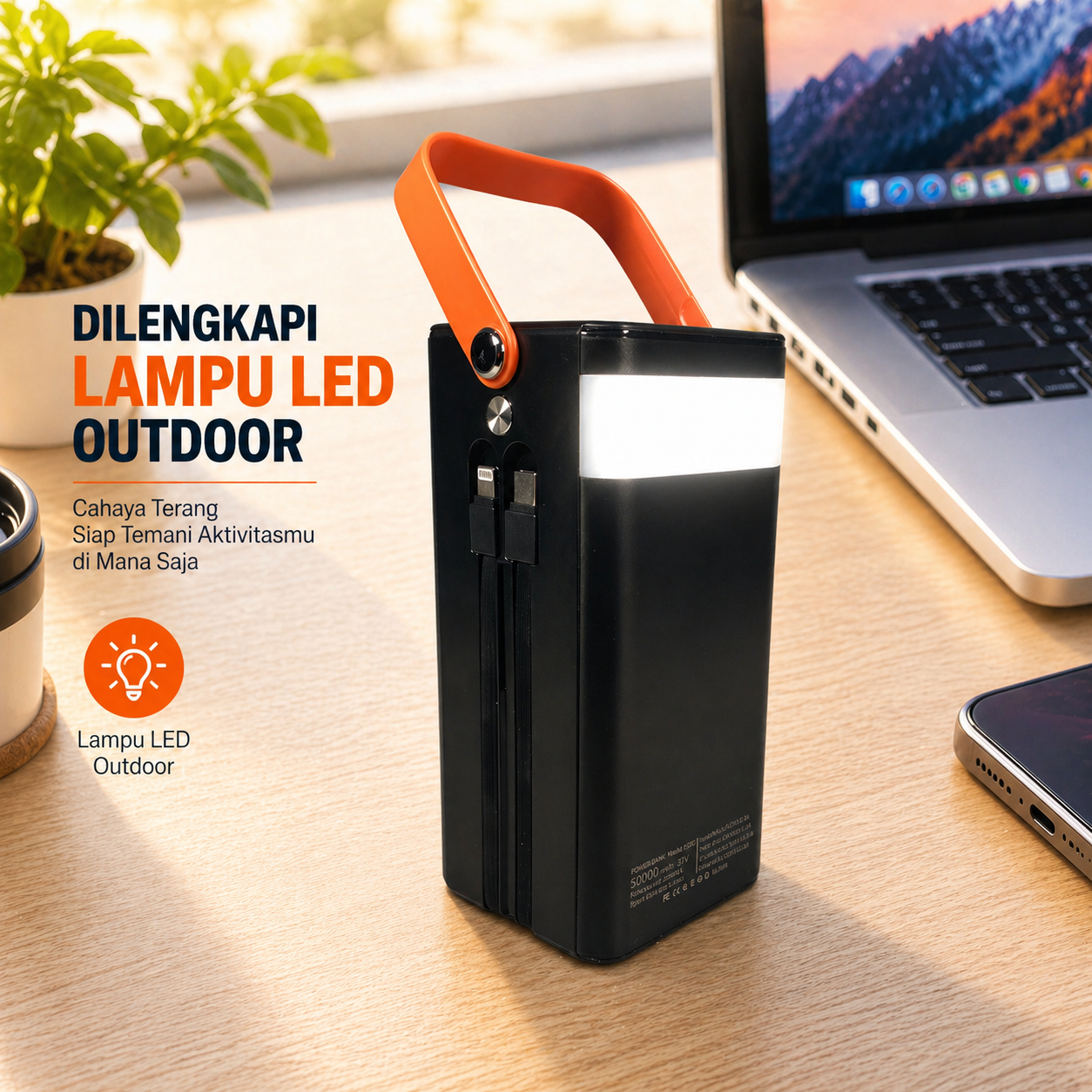 Gambar produk Taffware Power Bank Fast Charging Cable USB Type C 50000mAh 120W - KP502