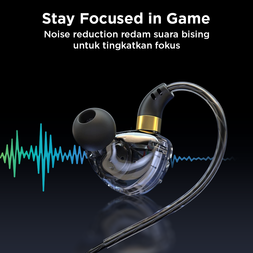 WKZ Earphone In-Ear Subwoofer Gaming Computer Sports with Mic USB Type C - S16 Gambar produk WKZ Earphone In-Ear Subwoofer Gaming Computer Sports with Mic USB Type C - S16 - 2