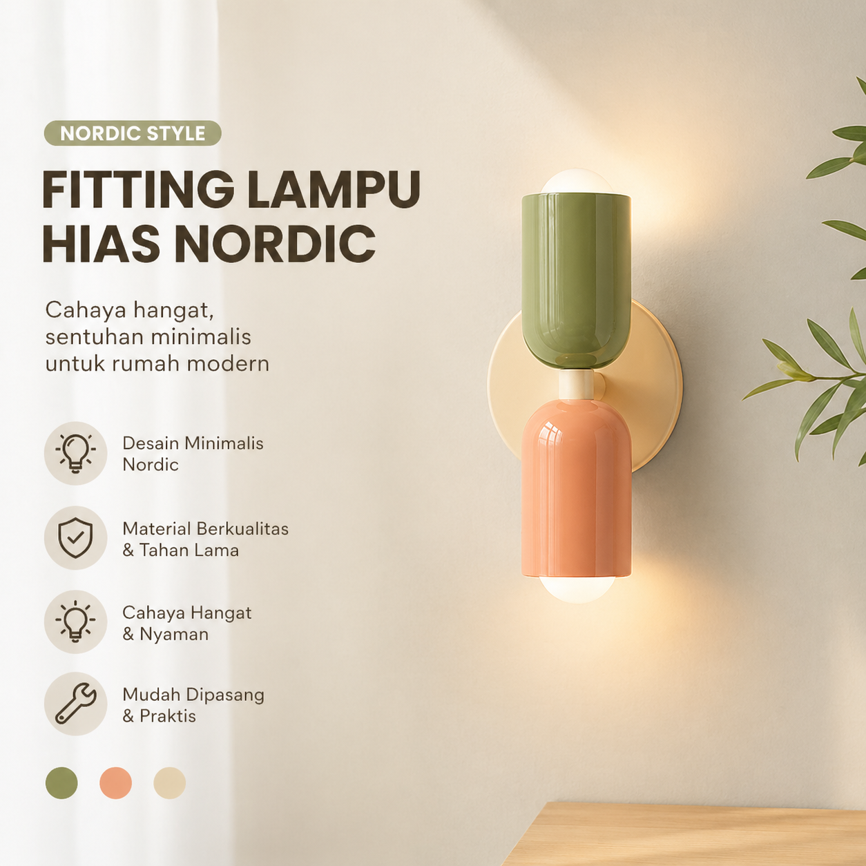 Gambar produk CALM Fitting Lampu Hias Nordic Ancient Style Minimalist Wall Lamp E27 - C-27 - Utama