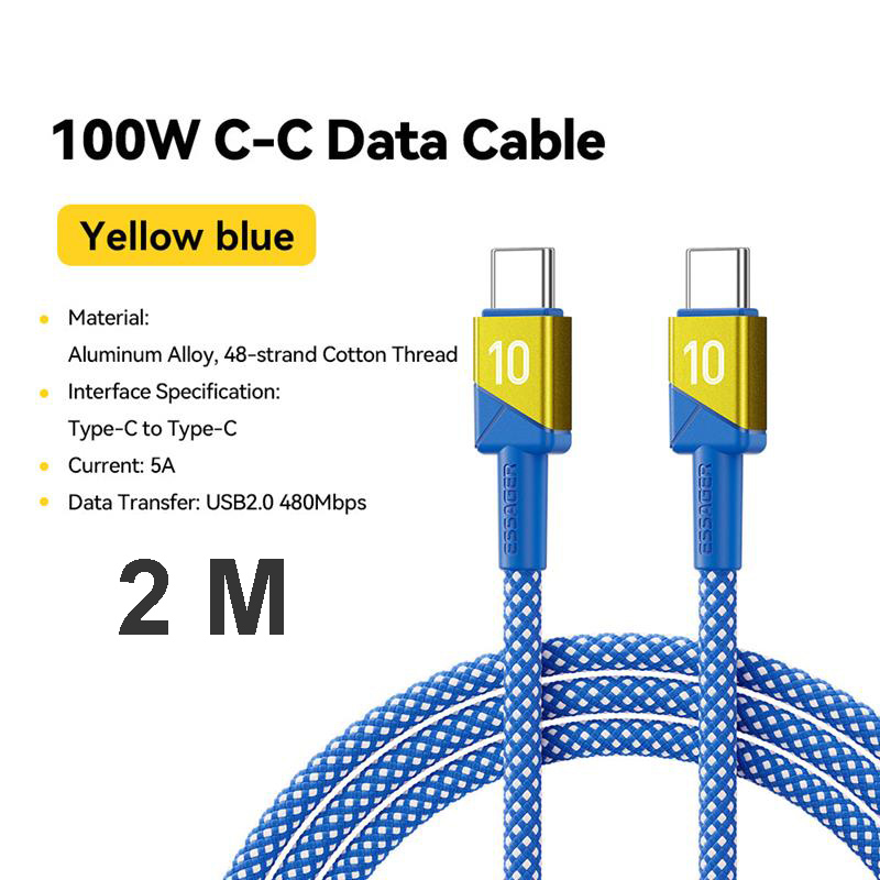 Gambar produk ESSAGER Kabel Data USB Type-C to USB Type-C PD Fast Charging 100W 2M - ES-X79