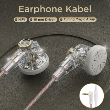 QKZ Earphone Kabel Driver 16mm Metal Flat Head 3.5mm Plug with Mic - QKZ-MDR