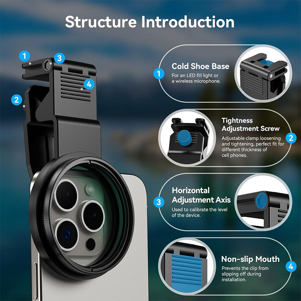 Gambar produk APEXEL Lensa Filter Kamera Smartphone 7in1 HD Glass with Clip 58mm - APL-58FL7