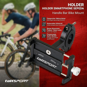 Gambar produk TaffSPORT Holder Smartphone HP Sepeda Handlebar Clamp Bicycle Holder - YP07