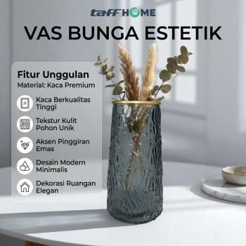 TaffHOME Vas Bunga Dekorasi Interior Ruang Tamu Motif Kulit Kayu - YF963