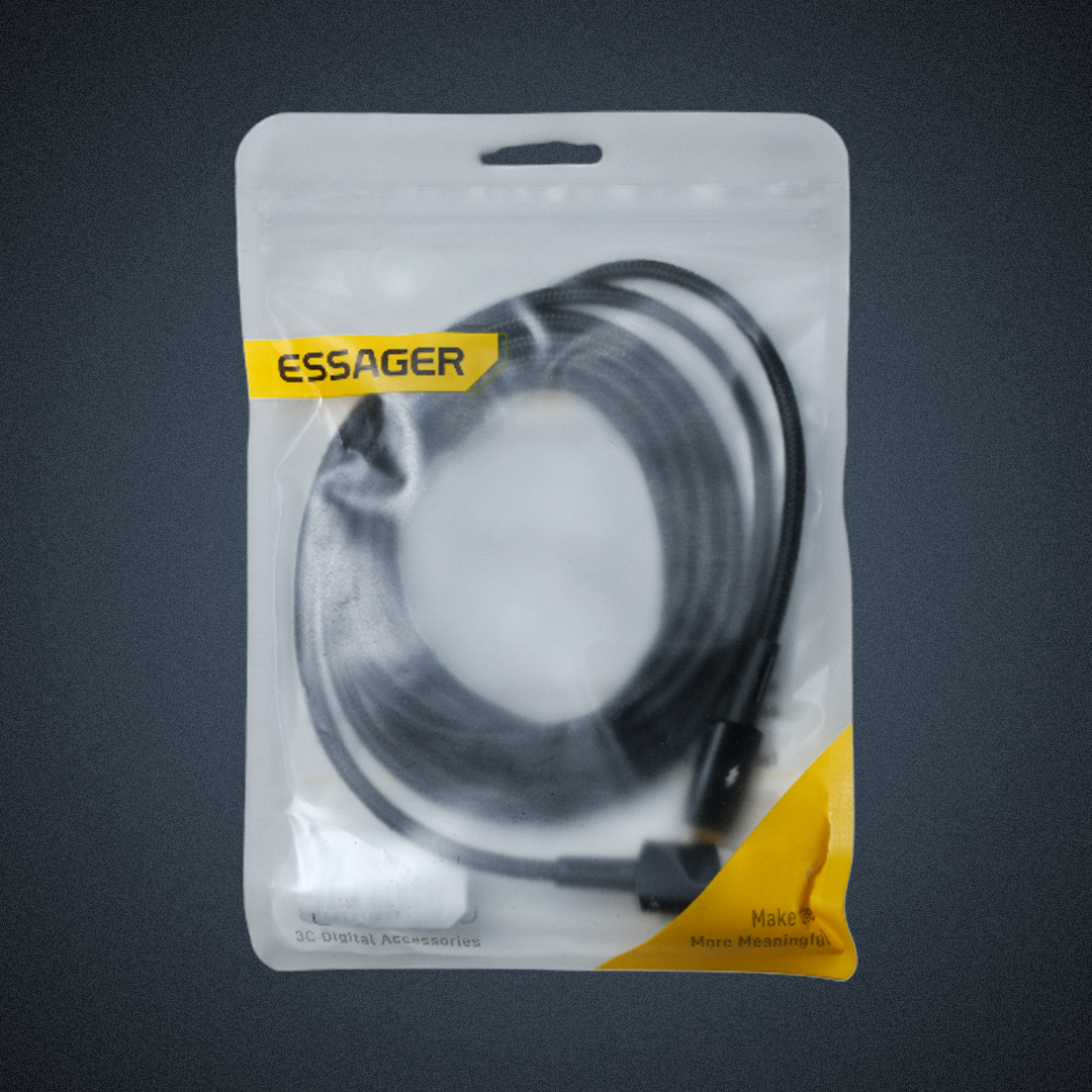 Gambar produk ESSAGER Kabel Data USB A to Type C Fast Charging Braided 120W 6A 2M - EXC120-CG01-P - Kemasan