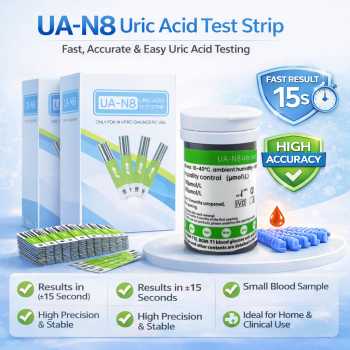HUAHONG Strip Lancet Cek Asam Urat Uric Acid Test 50 PCS GUP T6 T3 W5 - UA-N8