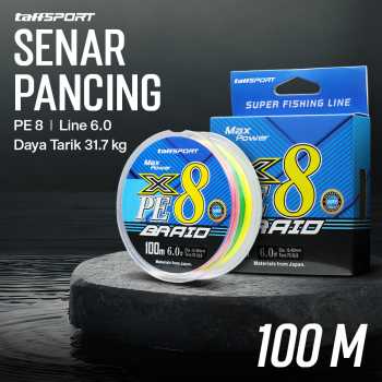 TaffSPORT Senar Pancing PE 8 Braided Strand Fishing Line 100M - X8