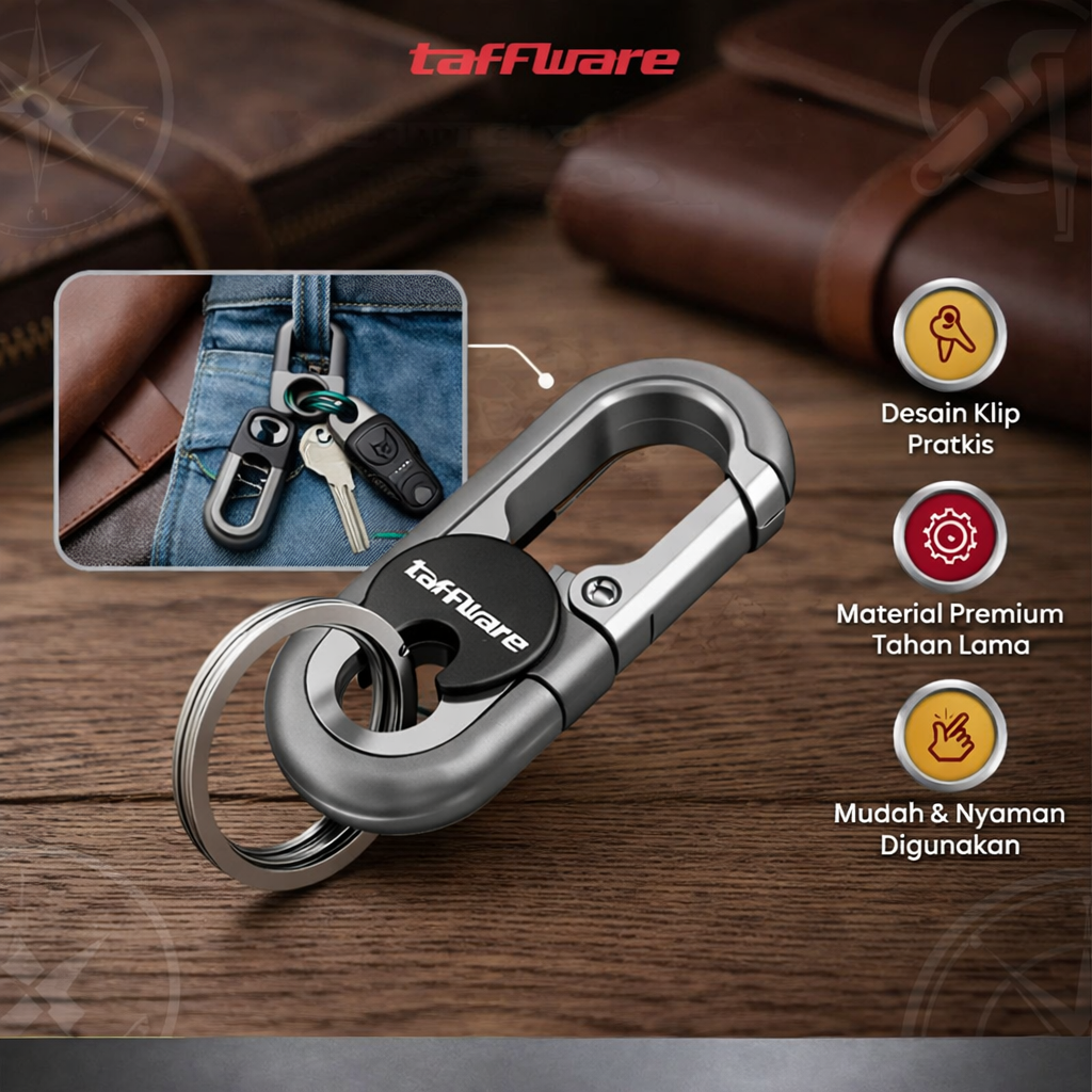 Taffware Gantungan Kunci Carabiner Keychain Clip Stainless Steel - A3746 Gambar produk Taffware Gantungan Kunci Carabiner Keychain Clip Stainless Steel - A3746 - Utama