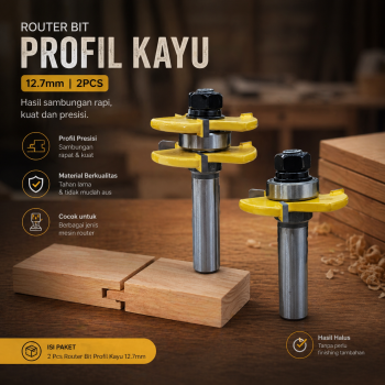 Yumun Mata Router Bit Profil Kayu Tongue and Groove Cutter 12.7mm 2PCS - YTG