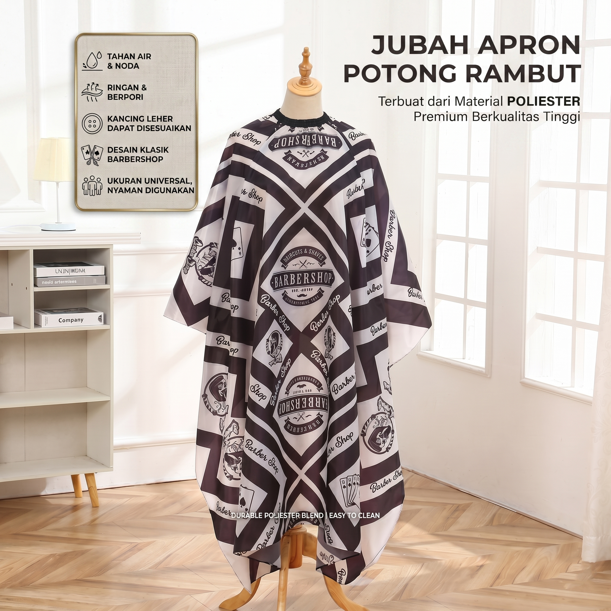 Biutte.co Jubah Apron Potong Rambut Kip Cape Salon Barbershop Anti Air Card - WB14 Gambar produk Biutte.co Jubah Apron Potong Rambut Kip Cape Salon Barbershop Anti Air Card - WB14 - Utama