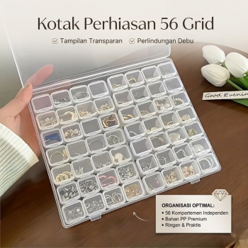 Kotak Perhiasan Aksesoris Plastic Storage Jewelry Box 56 Grid - DR56