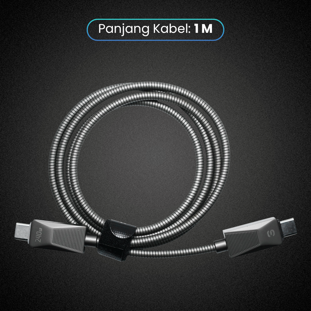 Gambar produk ESSAGER Kabel Data USB Type C to Type C Fast Charging 240W 1M - EXCTT3-SB0A-Z