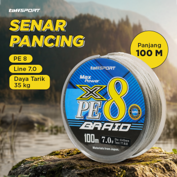 TaffSPORT Senar Pancing PE 8 Braided Strand Fishing Line 100M - X8