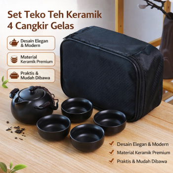 Homadise Teko Teh Keramik Chinese Teapot with 4 Glass - JJ007