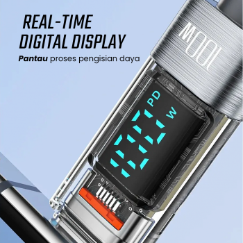 Gambar produk Toocki Kabel Data Type C to Type C Fast Charging LED Display 100W 1M - TXCTT1-ZX0G