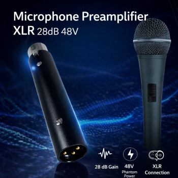 TaffSTUDIO Microphone Preamplifier Gain Booster Low Noise XLR 28dB 48V - DM1