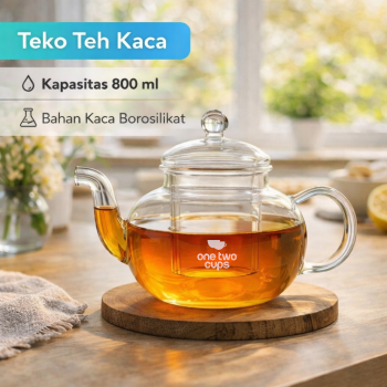 One Two Cups Teko Teh Kaca Saringan Tahan Panas Api Glass Teapot 800ml - 8CV102