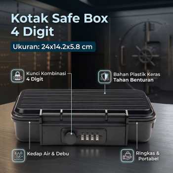 MOOL Kotak Brankas Travel Safe Box Password Lock 4 Digit 24x14.2x5.8cm - G13-5