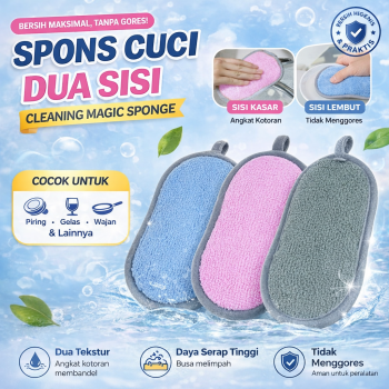 BEAR FAMILY Spons Cuci Dua Sisi Cleaning Magic Sponge - BE10