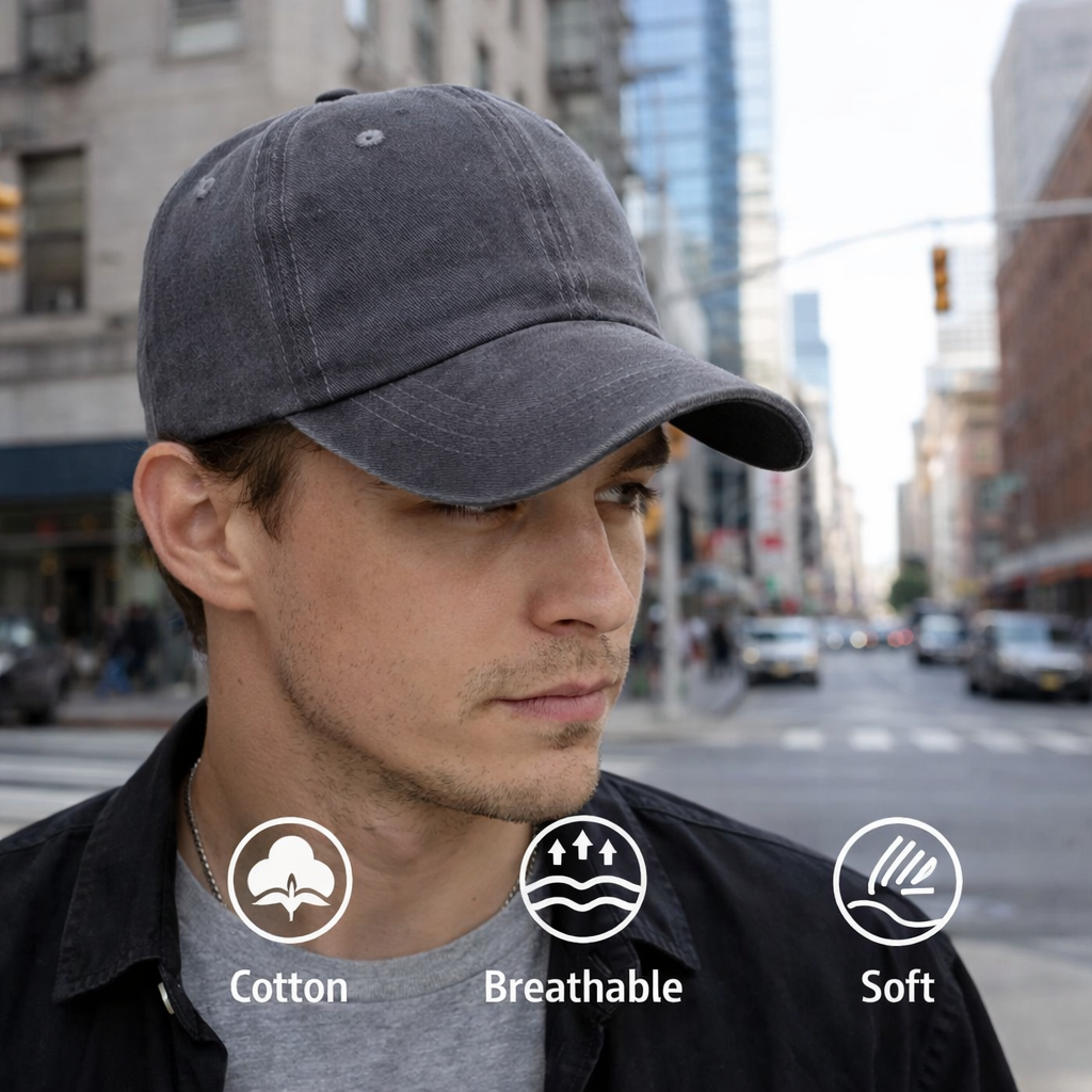 MUJE Topi Baseball Cap Polos Adjustable Breathable Washed Style - F250 Gambar produk MUJE Topi Baseball Cap Polos Adjustable Breathable Washed Style - F250