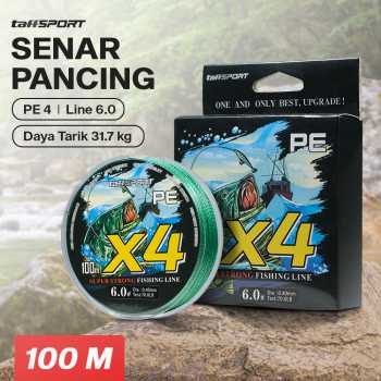 TaffSPORT Senar Pancing PE 4 Braided Strand Fishing Line 100M - X4