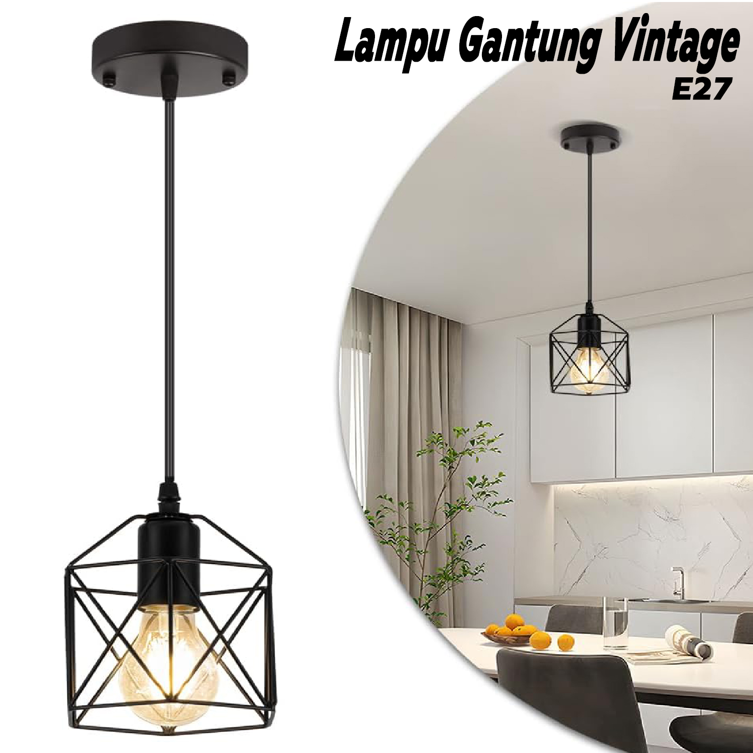 Gambar produk Depuley Fitting Lampu Gantung Vintage Pendant Light Adjustable E27 - DE27