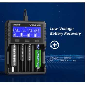 Gambar produk XTAR Charger Baterai 4 Slot AA AAA Li-Ion Ni-MH USB Type C QC3.0 - VX4 V2