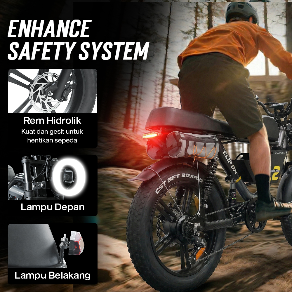 Gambar produk ClipClop Sepeda Listrik Fat Bike 20 Inch Brushless Motor 18.2Ah 750W - L2