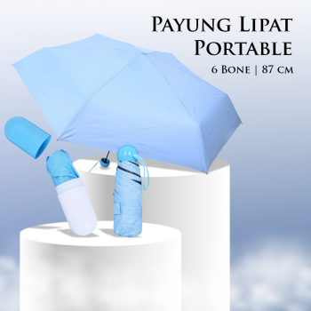 FJUN Payung Lipat Buka Tutup Manual Kapsul Polos Anti UV 6 Bone 87cm - PAS341