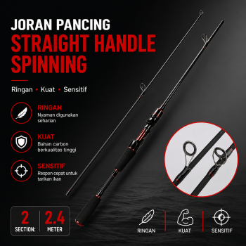 Gambar produk KBW Joran Pancing Spinning Carbon Fiber 2 Section 2.4M - KBW01