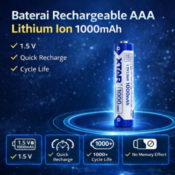 XTAR Baterai Isi Ulang AAA Li-Ion Button Top 1000mAh 1.5V - XA3