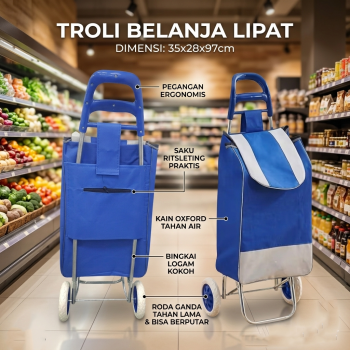 SAKU Troli Belanja Lipat Gocery Cart Luggage Handcraft 35x28x97cm - SK-50