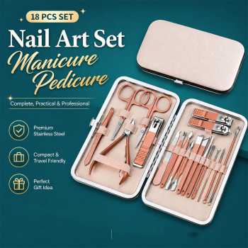 HMU Nail Art Set Gunting Kuku Manicure Pedicure 18 PCS - 7035D