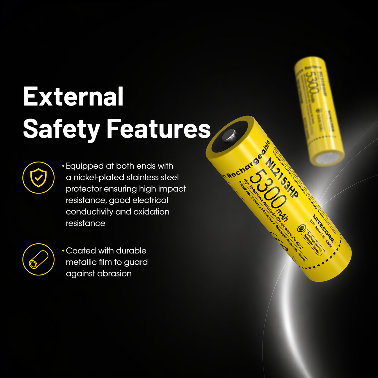 Gambar produk NITECORE Baterai Isi Ulang 21700 Li-Ion Button Top 5300mAh 3.6V 1 PCS - NL2153HP