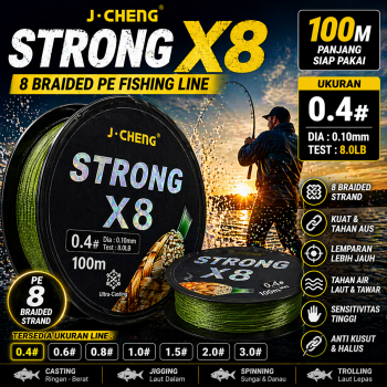 J-Cheng Senar Pancing PE 8 Braided Strand Fishing Line 100M - JC4188