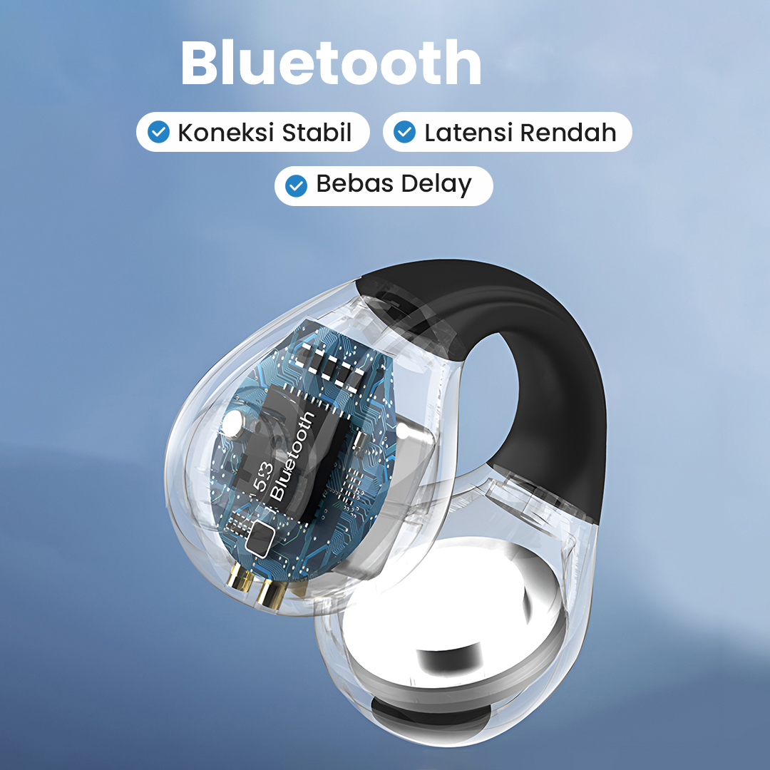 ZHUOHUAN Earphone Bluetooth 5.4 TWS Open Ear Clip HiFi Surround - JS352 Gambar produk ZHUOHUAN Earphone Bluetooth 5.4 TWS Open Ear Clip HiFi Surround - JS352