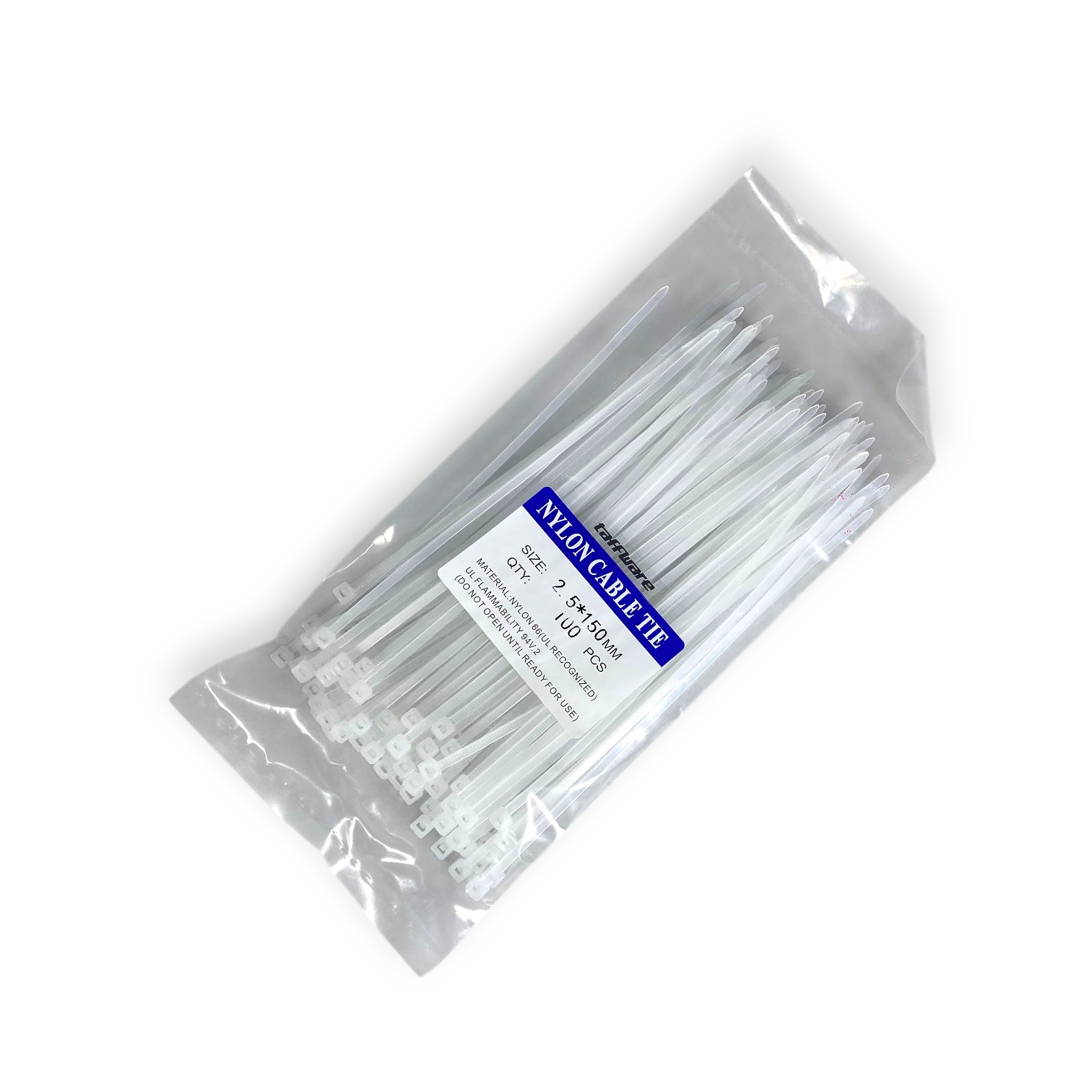 Taffware Kabel Ties Cable Nylon Multifunction 100 PCS 2.5x150mm - YQ835 Gambar produk Taffware Kabel Ties Cable Nylon Multifunction 100 PCS 2.5x150mm - YQ835 - Kemasan