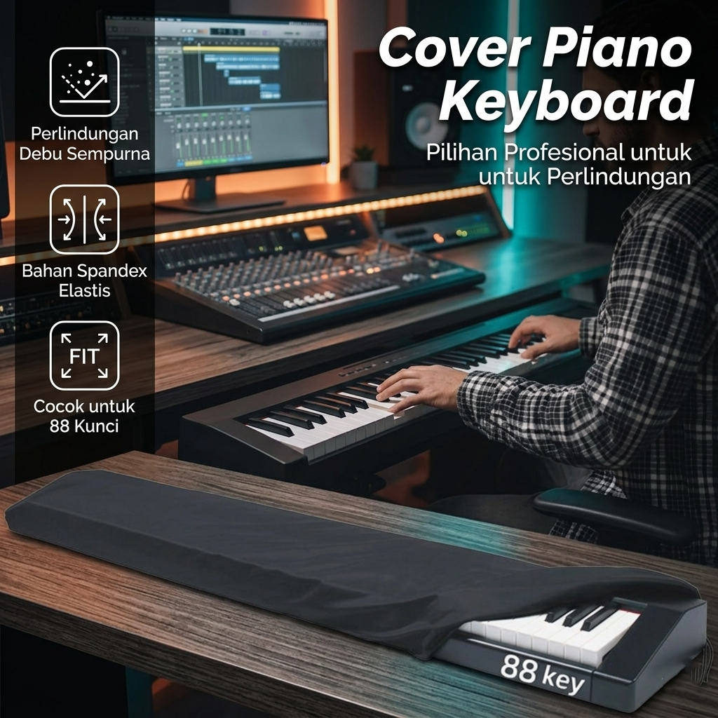 Abbys Cover Piano Keyboard Protector Silver Coated Oxford with 88 Keys - INU30 Gambar produk Abbys Cover Piano Keyboard Protector Silver Coated Oxford with 88 Keys - INU30 - Utama