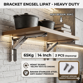 Gambar produk Taffware XIDA Bracket Engsel Lipat Folding Max Load 65kg 14 Inch 2 PCS - JM007